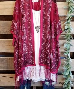 Origami AHB EXCLUSIVE: Finding My Balance Kimono - Cranberry