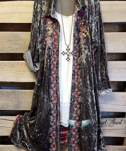 Andree By Unit What's New AHB EXCLUSIVE: Long Crushed Velvet Plaid Back Duster/Dress