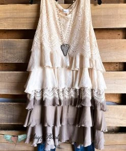 Sassybling AHB EXCLUSIVE: Lacy Love Sleeveless Tunic - Mocha