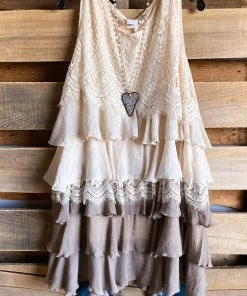 Sassybling AHB EXCLUSIVE: Lacy Love Sleeveless Tunic - Mocha