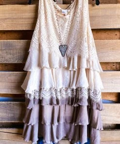 Sassybling AHB EXCLUSIVE: Lacy Love Sleeveless Tunic - Mocha