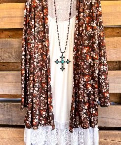 Sassy Look Daisy Wheel Cardigan- Brown What's New