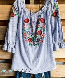 A&A AHB EXCLUSIVE: Light That Grows Tunic - Blue - 100% COTTON - SALE