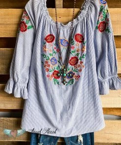 A&A AHB EXCLUSIVE: Light That Grows Tunic - Blue - 100% COTTON - SALE