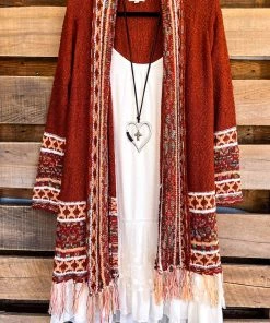 Adora Tribal Chase Cardigan - Rust
