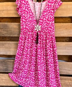 Emerald What's New Floral French Daisy Dress - Fuchsia