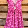 Emerald What's New Floral French Daisy Dress - Fuchsia