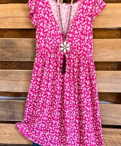 Emerald What's New Floral French Daisy Dress - Fuchsia