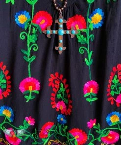 A&A AHB EXCLUSIVE: Freedom Flowers Tunic - Black