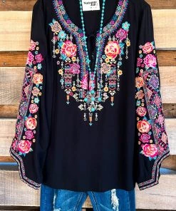 Andree A Time To Think Embroidered Top - Black