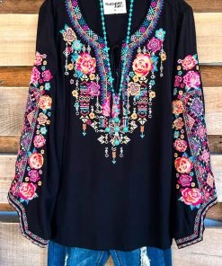 Andree A Time To Think Embroidered Top - Black