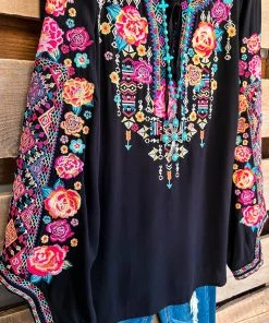 Andree A Time To Think Embroidered Top - Black