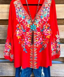 Andree What's New Obtaining Greatness Blouse - Tomato