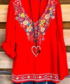 Andree Eye To Eye Blouse - Tomato What's New