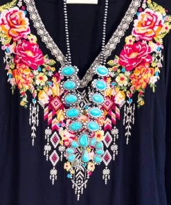 Andree Go Your Own Way Embroidered Blouse - Black - SALE