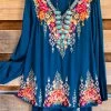 Andree Go Your Own Way Embroidered Blouse - Teal - SALE