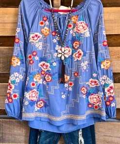 Andree Acquiring An Abundance Blouse - Denim What's New