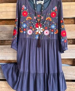 Andree A Walk In The Garden Dress - Charcoal What's New