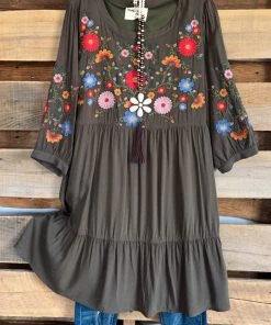 Andree A Walk In The Garden Dress - Olive