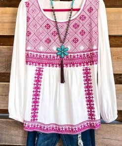 Andree Craving A Reaction Tunic - Ivory Magenta
