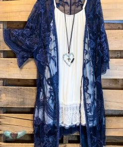 Origami AHB EXCLUSIVE: More Than Just A Friend Lace Kimono - Navy