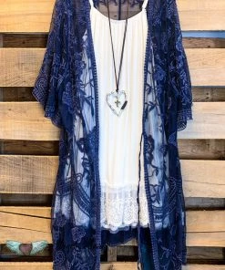 Origami AHB EXCLUSIVE: More Than Just A Friend Lace Kimono - Navy