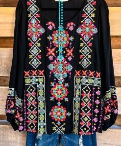 Andree Give It Your All Embroidered Tunic - Black