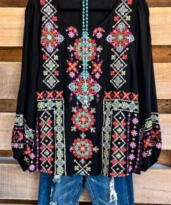 Andree Give It Your All Embroidered Tunic - Black