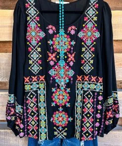 Andree Give It Your All Embroidered Tunic - Black