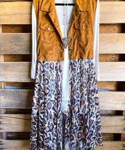 Origami What's New AHB EXCLUSIVE: Two Way Street Suede Vest - Camel/Leopard