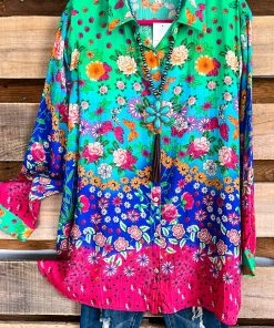 Angel Heart Sales 9 A&A Shake Your Foundation Button Up Blouse - Green What's New