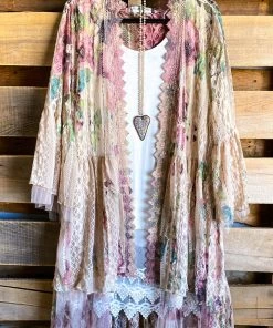 Origami What's New AHB EXCLUSIVE: Embrace The Joy Kimono/Duster - Taupe/Rose