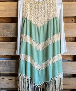 Umgee Boho Valley Vest -Ice Mint - SALE