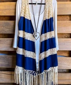 Umgee Boho Valley Vest -Navy - SALE