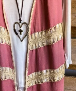 Umgee Boho Valley Vest - Rose - SALE