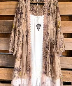 Angel Heart Boutique What's New AHB EXCLUSIVE: Embrace The Joy Cardigan - Taupe/Yellow Flower