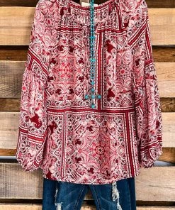 Angel Heart Boutique Why Not Me Blouse - Rust - SALE