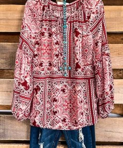 Angel Heart Boutique Why Not Me Blouse - Rust - SALE