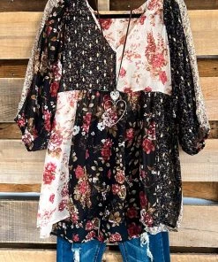 Umgee Please Don't Go Top - Black/Cream - SALE