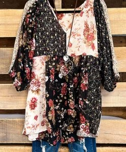 Umgee Please Don't Go Top - Black/Cream - SALE