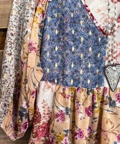 Umgee Please Don't Go Top - Blue/Cream - SALE