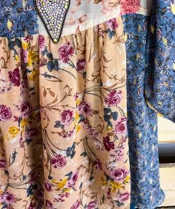 Umgee Please Don't Go Top - Blue/Cream - SALE