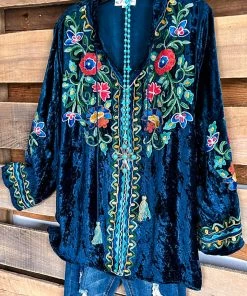 Umgee What's New AHB EXCLUSIVE: The One Who Loved Velvet Top - Teal