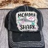 Too Too Hat Mommy Shark Embroidered Hat - Black