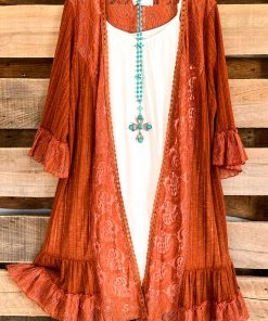 Sassybling AHB EXCLUSIVE: Champagne In The City Cardigan - Rust