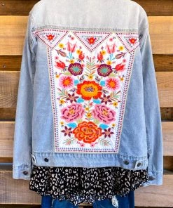 Andree What's New A Walk On The Floral Side Jacket - Denim - 100% COTTON