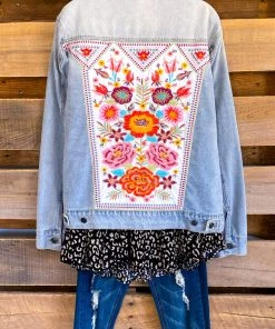 Andree What's New A Walk On The Floral Side Jacket - Denim - 100% COTTON