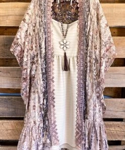 Origami AHB EXCLUSIVE: One More Time Long Kimono Lace - Taupe/Brown