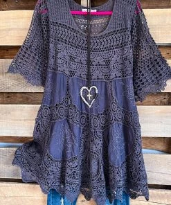 Origami What's New AHB EXCLUSIVE: Delightful Details Cotton Top - Grey