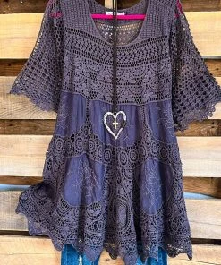 Origami What's New AHB EXCLUSIVE: Delightful Details Cotton Top - Grey